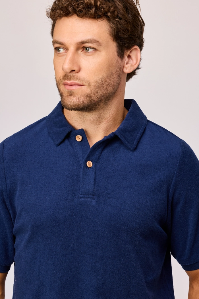 Woody - Donkerblauwe polo en short van badstof - Afbeelding 2